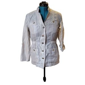 Chicos Sheer Linen Blend Blouse Jacket‎ Size 0 Small